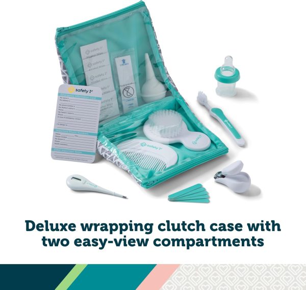 Safety 1st Deluxe Baby Healthcare and Grooming Kit, Pyramids Aqua, Newborn Baby Essentials, One Size, 24 Pieces - Image 2