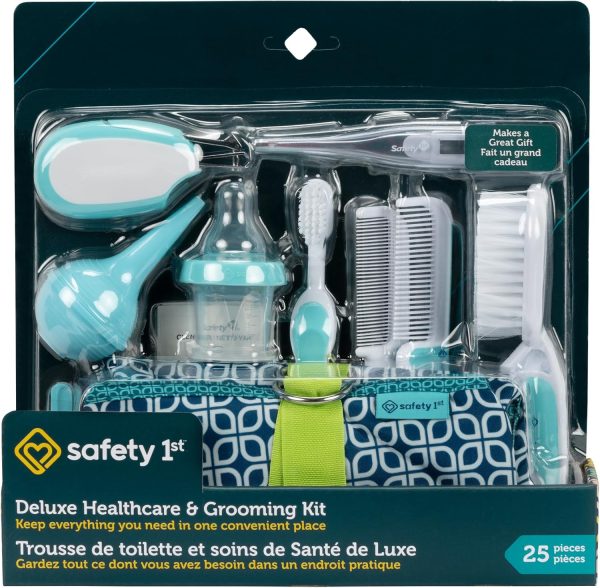 Safety 1st Deluxe Baby Healthcare and Grooming Kit, Pyramids Aqua, Newborn Baby Essentials, One Size, 24 Pieces - Image 8