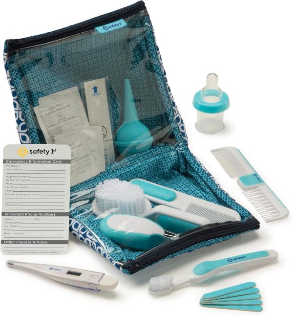 Safety 1st Deluxe Baby Healthcare and Grooming Kit, Pyramids Aqua, Newborn Baby Essentials, One Size, 24 Pieces - Image 9