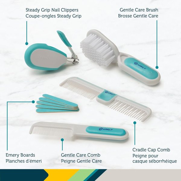 Safety 1st Deluxe Baby Healthcare and Grooming Kit, Pyramids Aqua, Newborn Baby Essentials, One Size, 24 Pieces - Image 10
