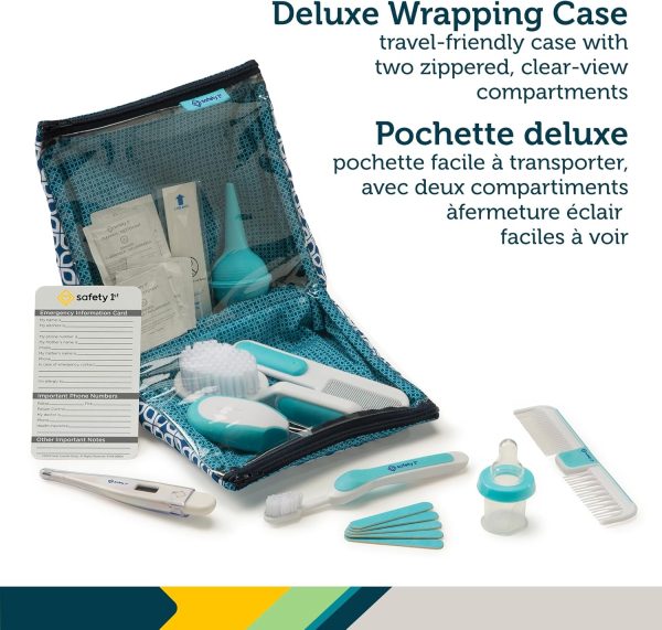 Safety 1st Deluxe Baby Healthcare and Grooming Kit, Pyramids Aqua, Newborn Baby Essentials, One Size, 24 Pieces - Image 13